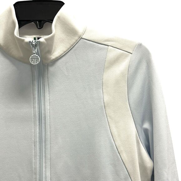 Tory Burch Sport Track Jacket Womens Light Blue/White Pockets Zipper Size Small - Picture 5 of 9